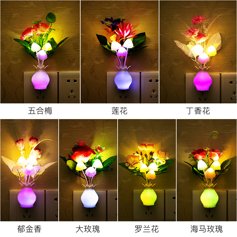 Night Light Light Control Colorful Gradient led Energy-saving Light Sensor Mushroom Lamp Bedside Feeding Lamp Luminous Atmosphere Night Light - Image 3