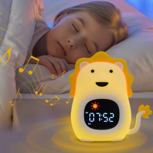 Sun Moon Lion Smart Alarm Clock White Dry Sound Wake Up Electronic Clock Bedside Cartoon LED Night Light