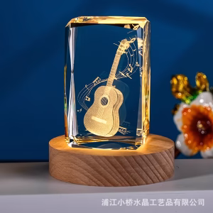 Crystal Crafts 3D Model Carved Guitar Musical Instrument Paperweight Ornaments