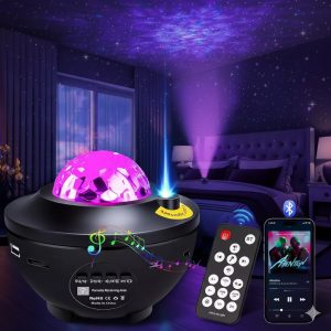 Starry Sky Projector Lamp Bluetooth Audio Projector Small Bowl Flat Water Ripple Lamp Starry Sky Laser Night Light Dimming